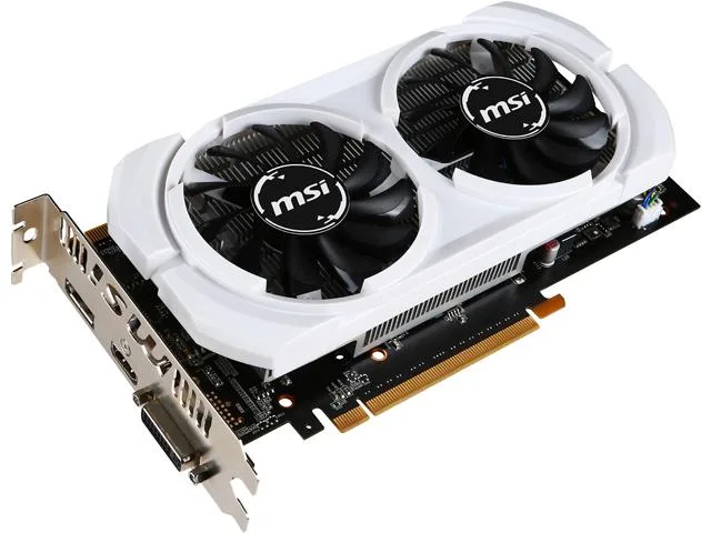 MSI GeForce GTX 950 graphics card with dual-fan cooler and metal backplate