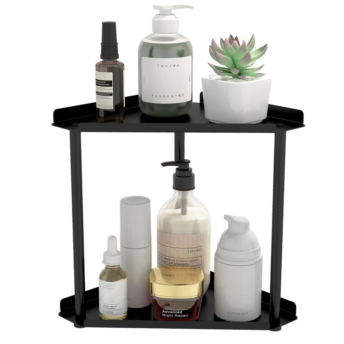  Jesginboo PA-BCR-A077B decorative shelving 2 tier 10.6 in x 5.9 in x 10.6 in black — fotografia produktu