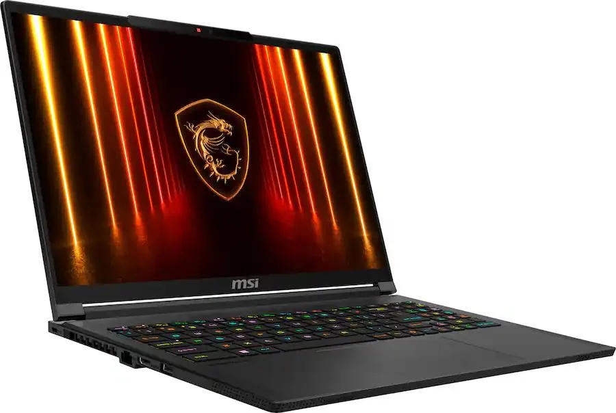 Core Black 16 inch OLED gaming laptop with backlit keyboard
