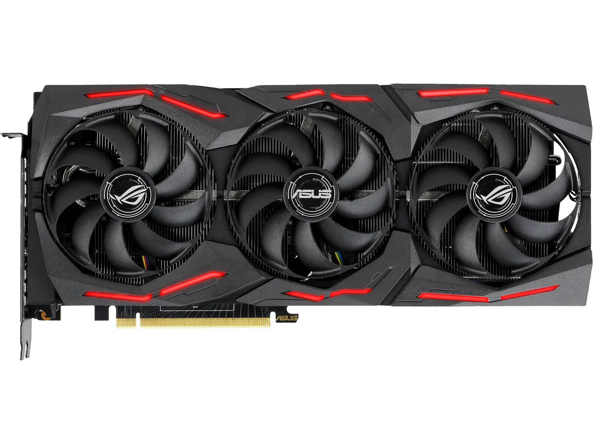 ASUS ROG STRIX RTX 2080 SUPER graphics card with triple-fan cooler and metal backplate