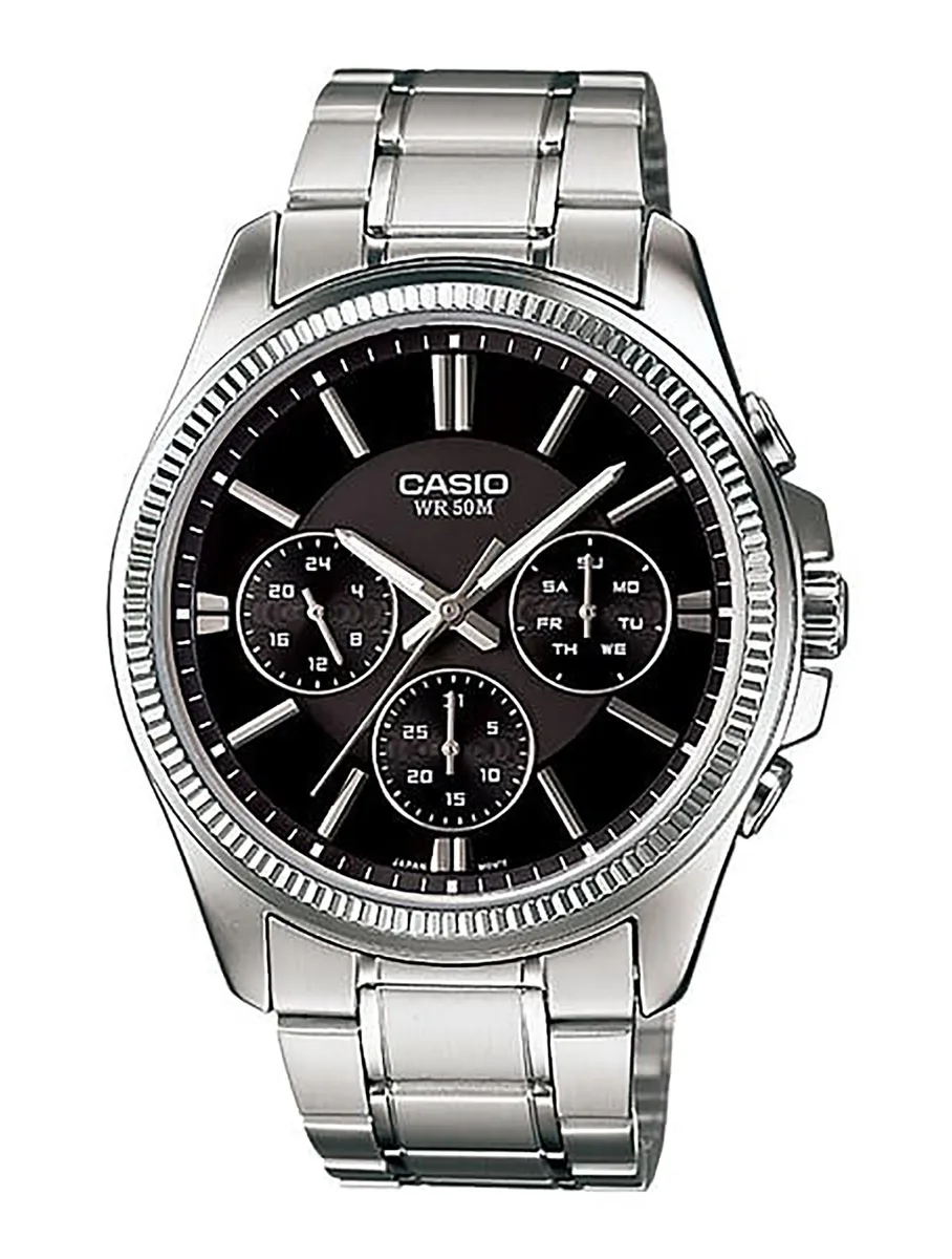 CASIO CASIO MTP-1375D-1AV Enticer Analog Stainless Steel Black Dial Quartz Men's Watch — product photo