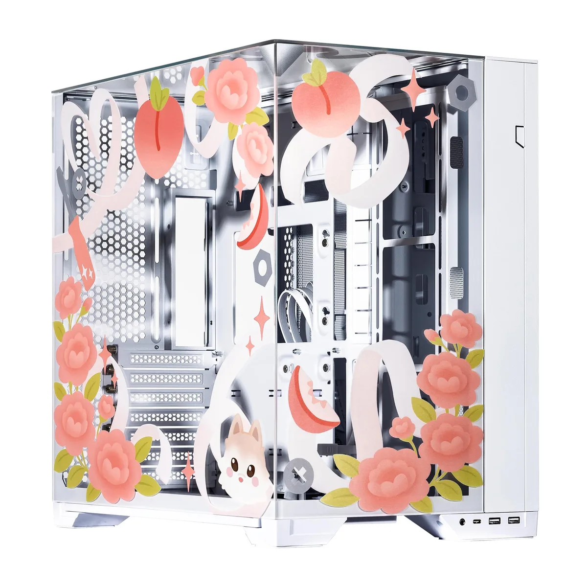 Velztorm Velztorm Peachietech Art 2025 Limited Edition O11VPW Dynamic Mid Tower White PC Case — produktfoto