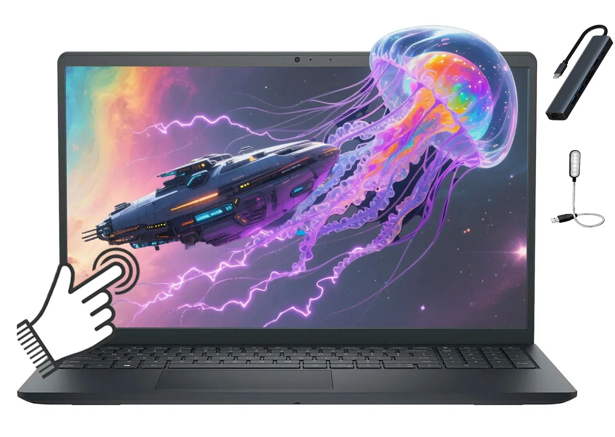 DELL DELL 15.6" FHD Touch Laptop i5-1334U 12GB 512GB Carbon Black with Mazepoly Accessories — ürün fotoğrafı