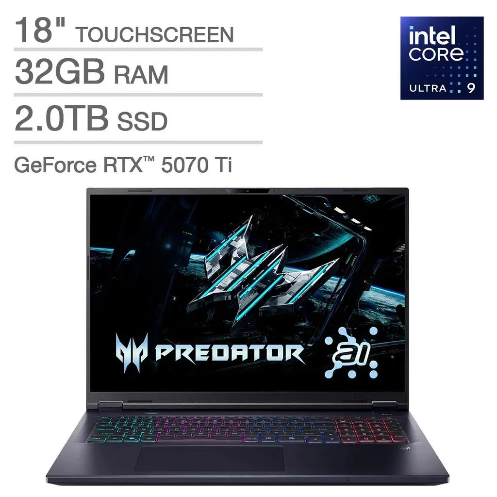 Acer America Acer Predator Helios Neo 18" Intel Core Ultra 9 275HX RTX 5070 Ti 12GB 32GB 2TB 240Hz gaming — photo du produit