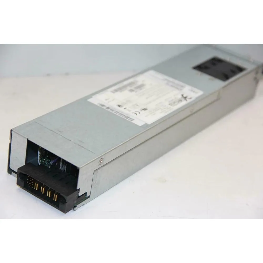 Rectangular silver ATX power supply unit with ventilation grille and power connectors visible
