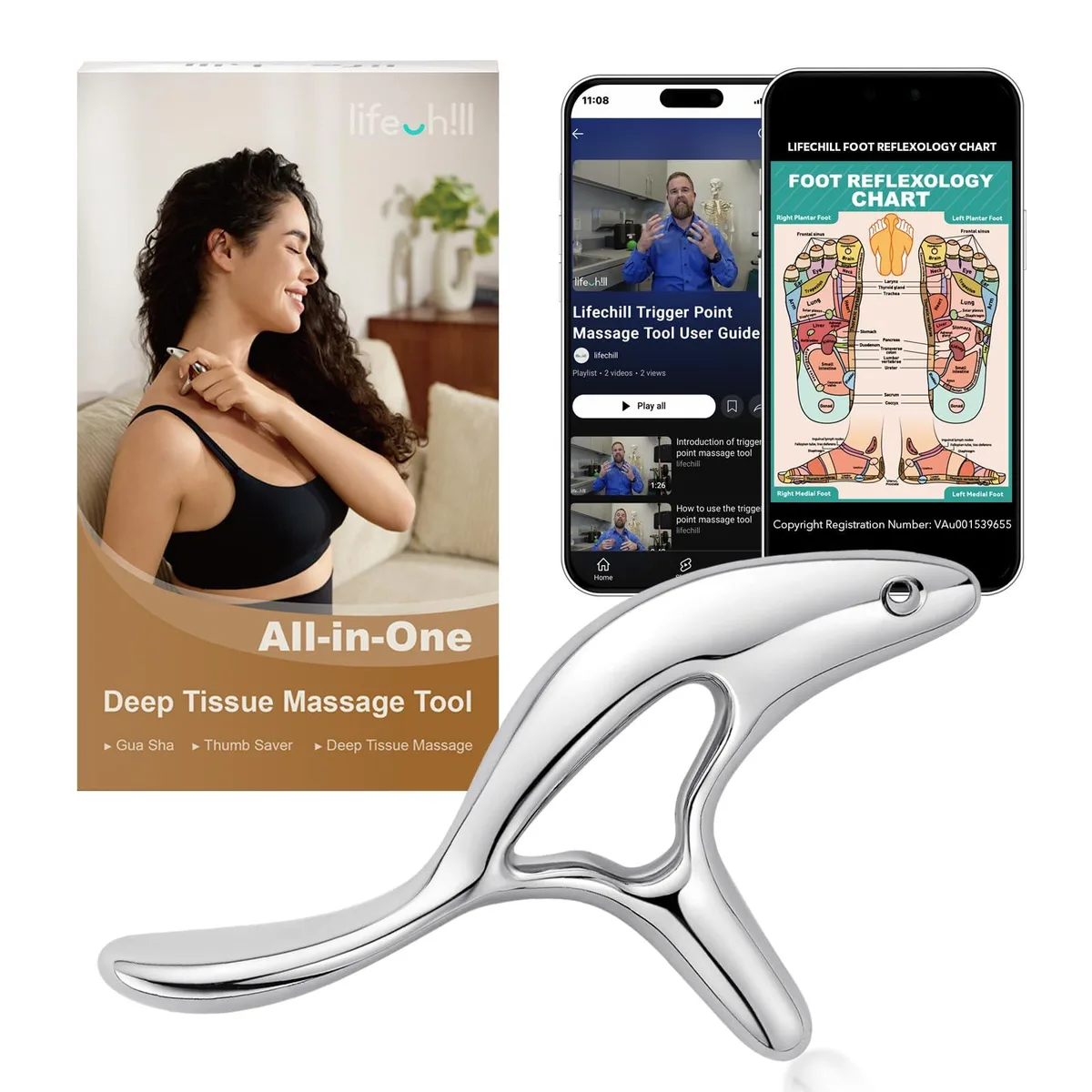  lifechill LC-MT-V01 Deep Tissue Massage Tool massager 25 in 6.4 oz Silver — foto del prodotto