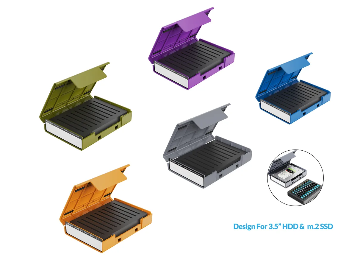 Orico Orico 3.5-inch HDD/M.2 SSD Protection Box 5 Pack — product photo