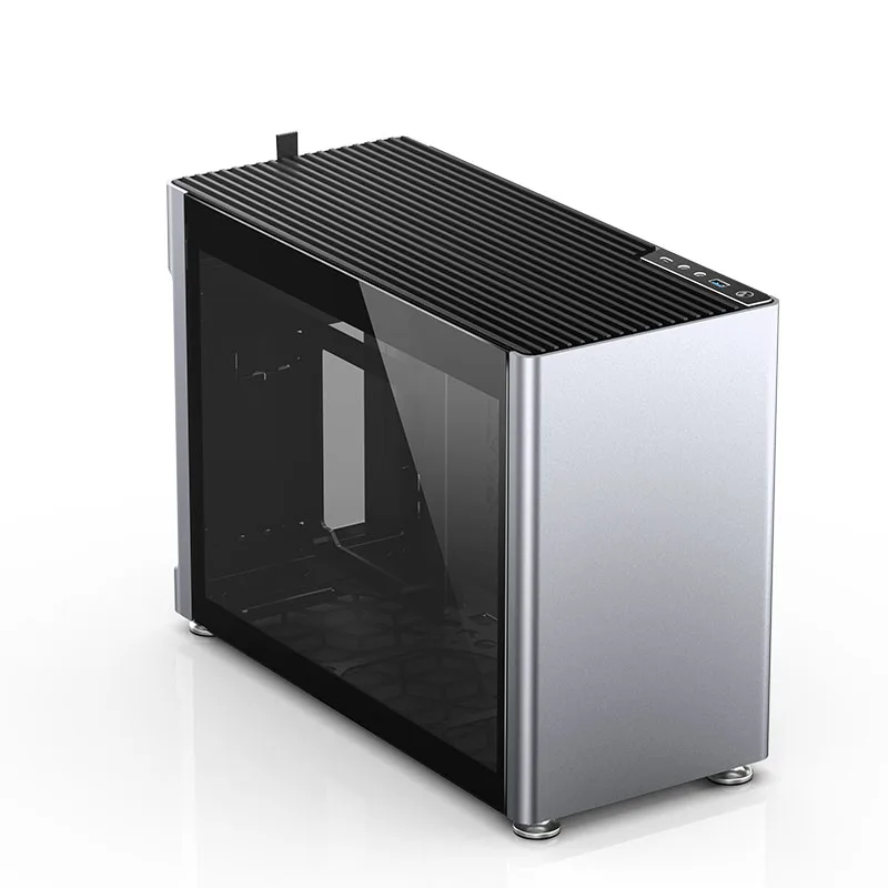 Compact aluminium mini-ITX case with tempered glass side panel