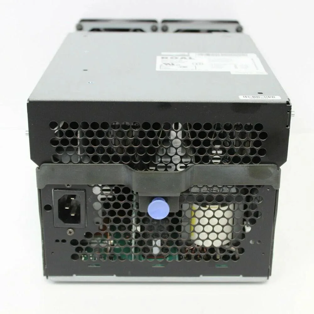 Silver rectangular server PSU with rear fan grille and power connector