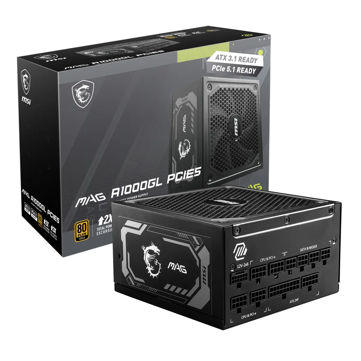 MSI MSI MAG A1000GL PCIE5 1000 W power supply — product photo
