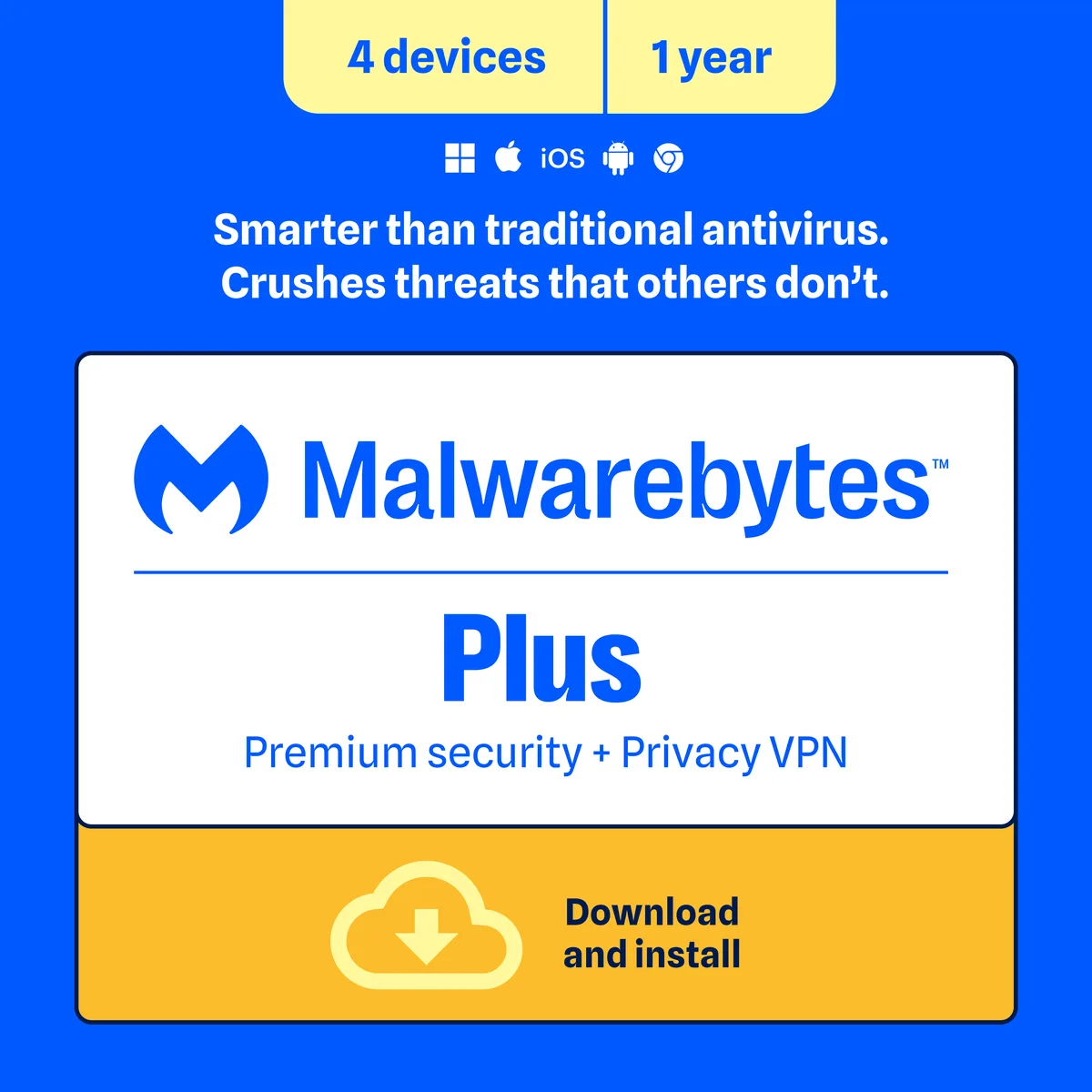 Malwarebytes Malwarebytes 850016168160ESD internet security 4 devices 1 year download — product photo