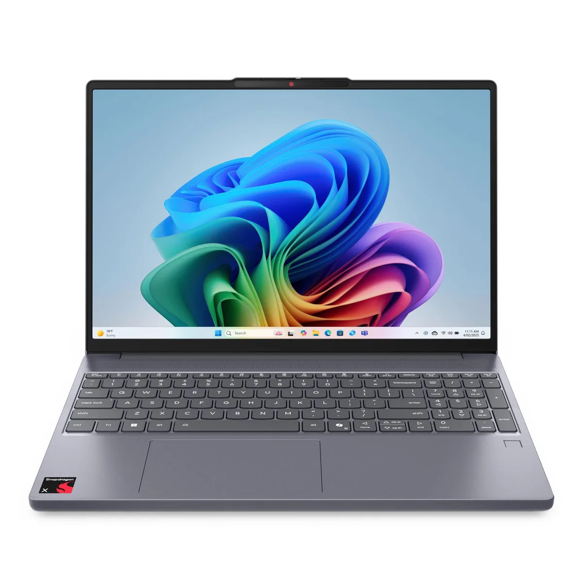 Silver 15.3-inch laptop with thin bezels and matte finish