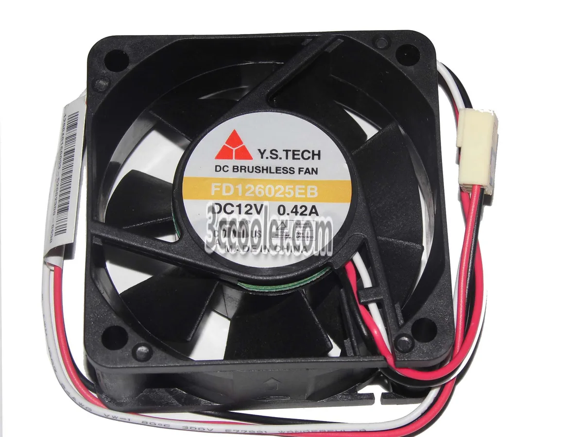 Black 60mm square cooling fan with 3-pin connector