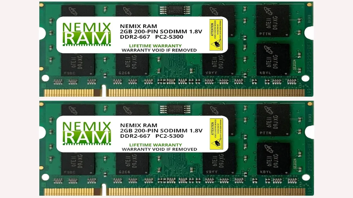NEMIX RAM NEMIX RAM 4GB (2x2GB) DDR2 667MHz PC2-5300 CL5 1.8V 200-Pin SODIMM Kit — fotografia produktu