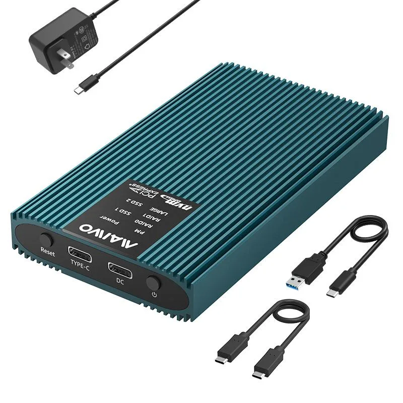 MAIWO MAIWO K2022R Dual Bay NVMe RAID Enclosure 20Gbps USB3.2 Blue — Produktfoto