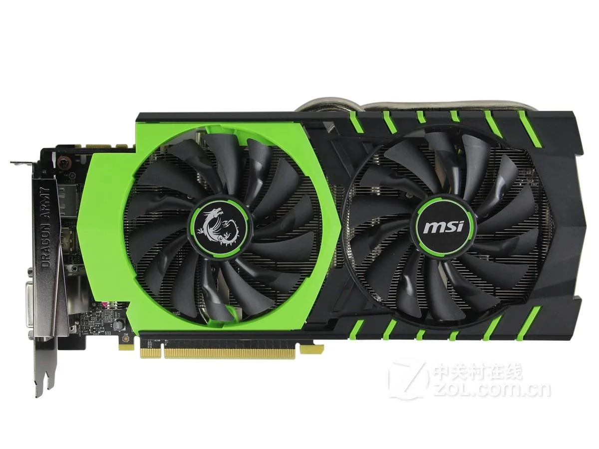 MSI GeForce GTX 970 GAMING 100ME dual-fan graphics card in black and red