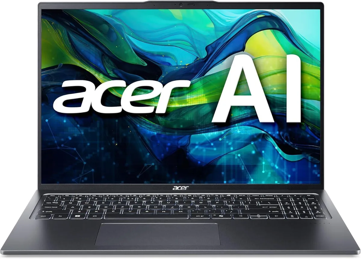 Silver 16-inch touchscreen laptop with thin light body