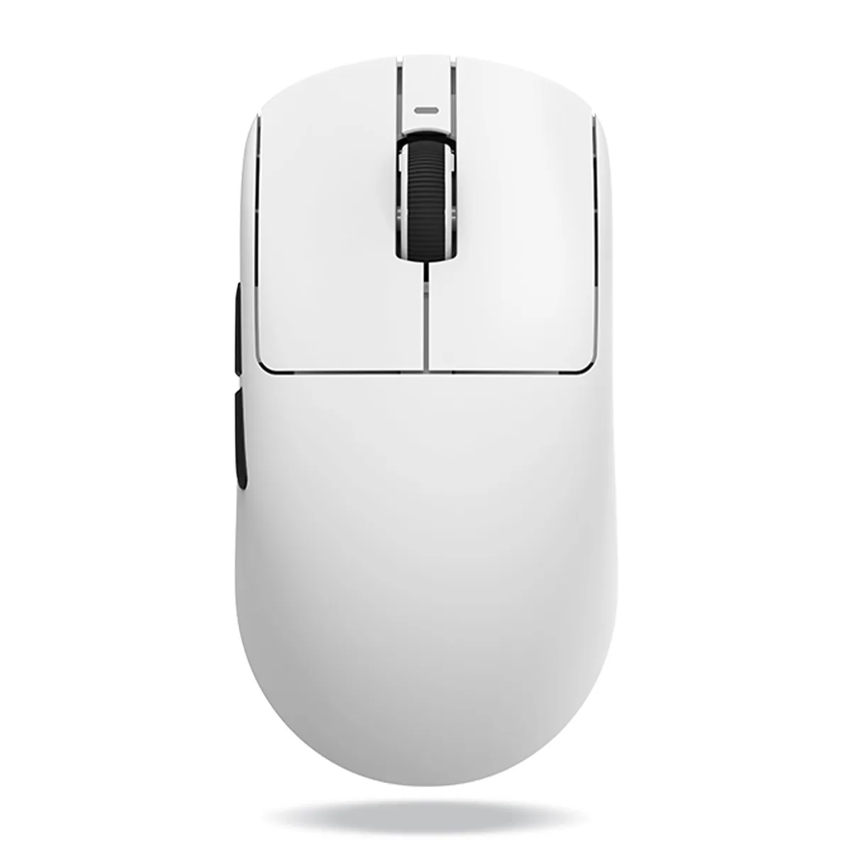 White lightweight right-handed gaming mouse with six buttons and USB-C charging