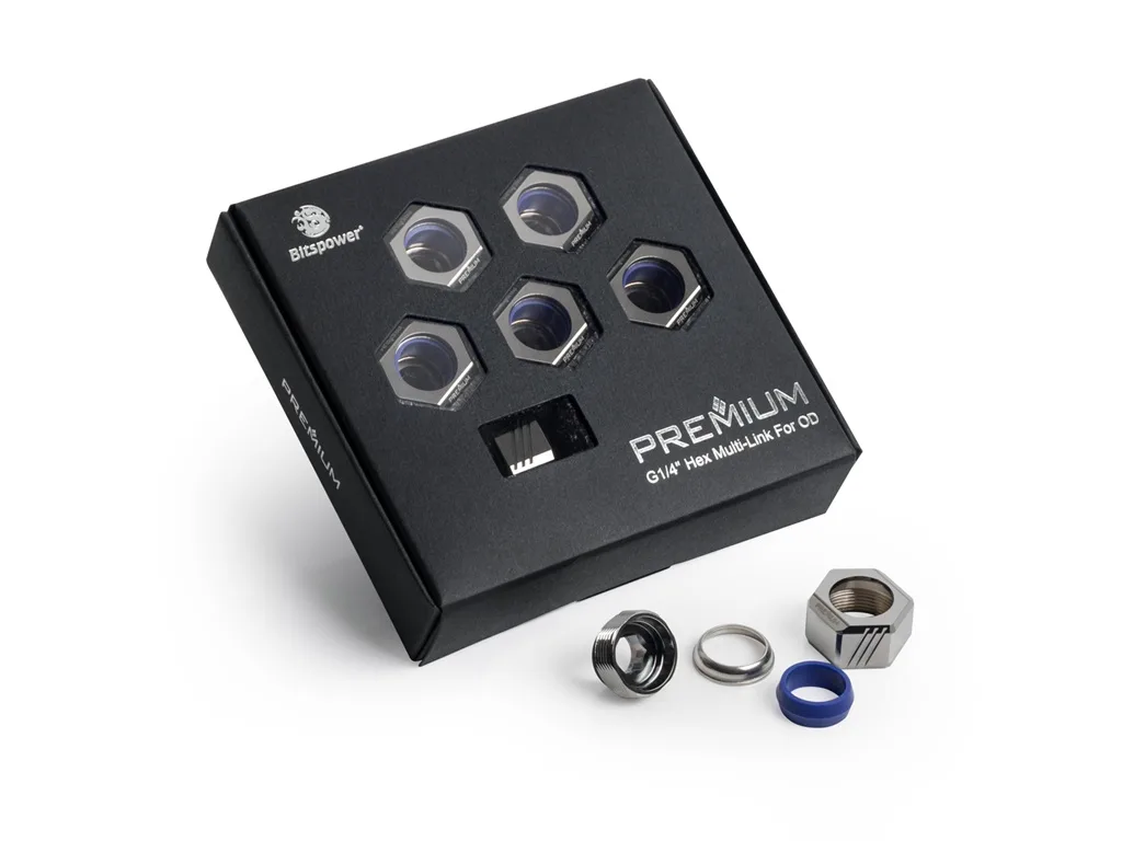 Bitspower Bitspower BPPRE-BSEMLH14-6P 14mm OD rigid tubing fittings 6-pack liquid cooler — zdjęcie produktu