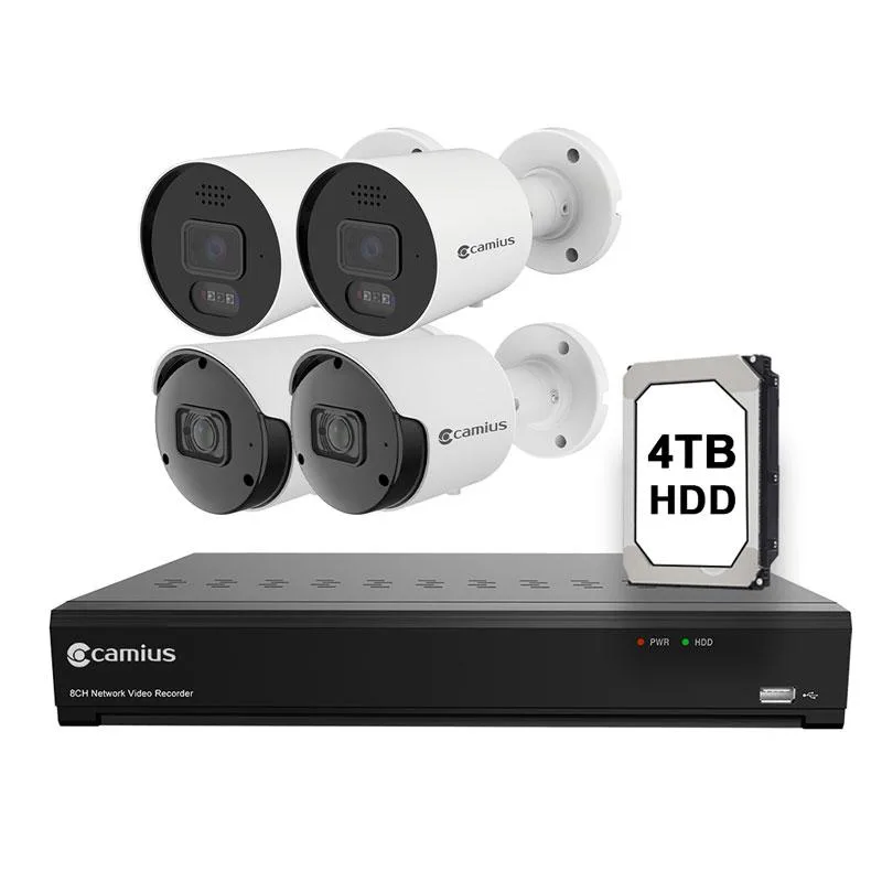 Camius Camius IPVAULT 8PR2S8RB2BR4T 4K 8CH NVR 4TB 2×4K Spotlight 2×2K Outdoor — product photo
