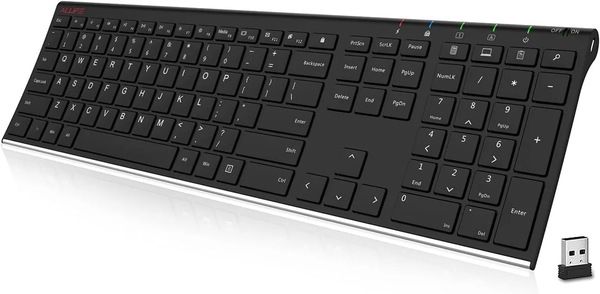 usbroway usbroway 2.4G Wireless Gaming Keyboard Stainless Steel Ultra Slim Full Size .6in 14.9oz — toote foto
