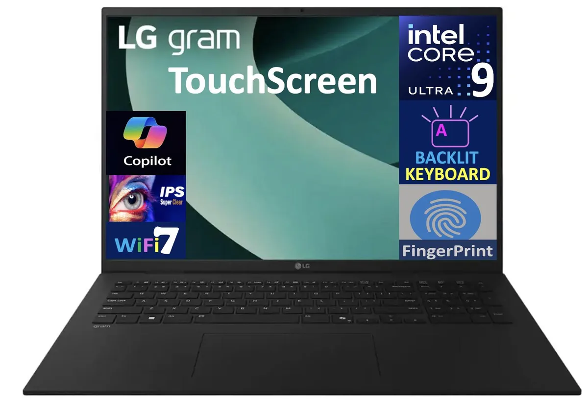 Obsidian Black 17.0 inch touchscreen laptop, slim profile, backlit keyboard