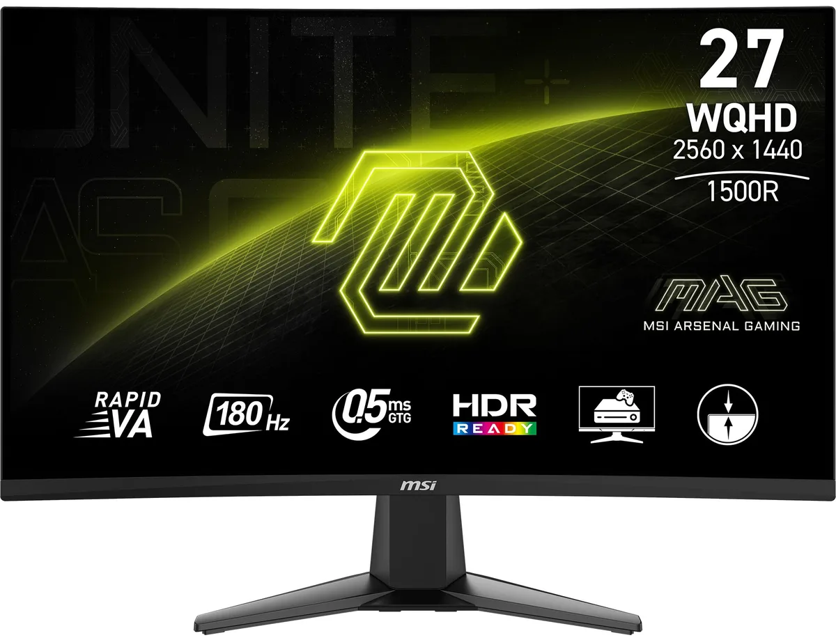 27 inch curved gaming monitor in metallic black finish