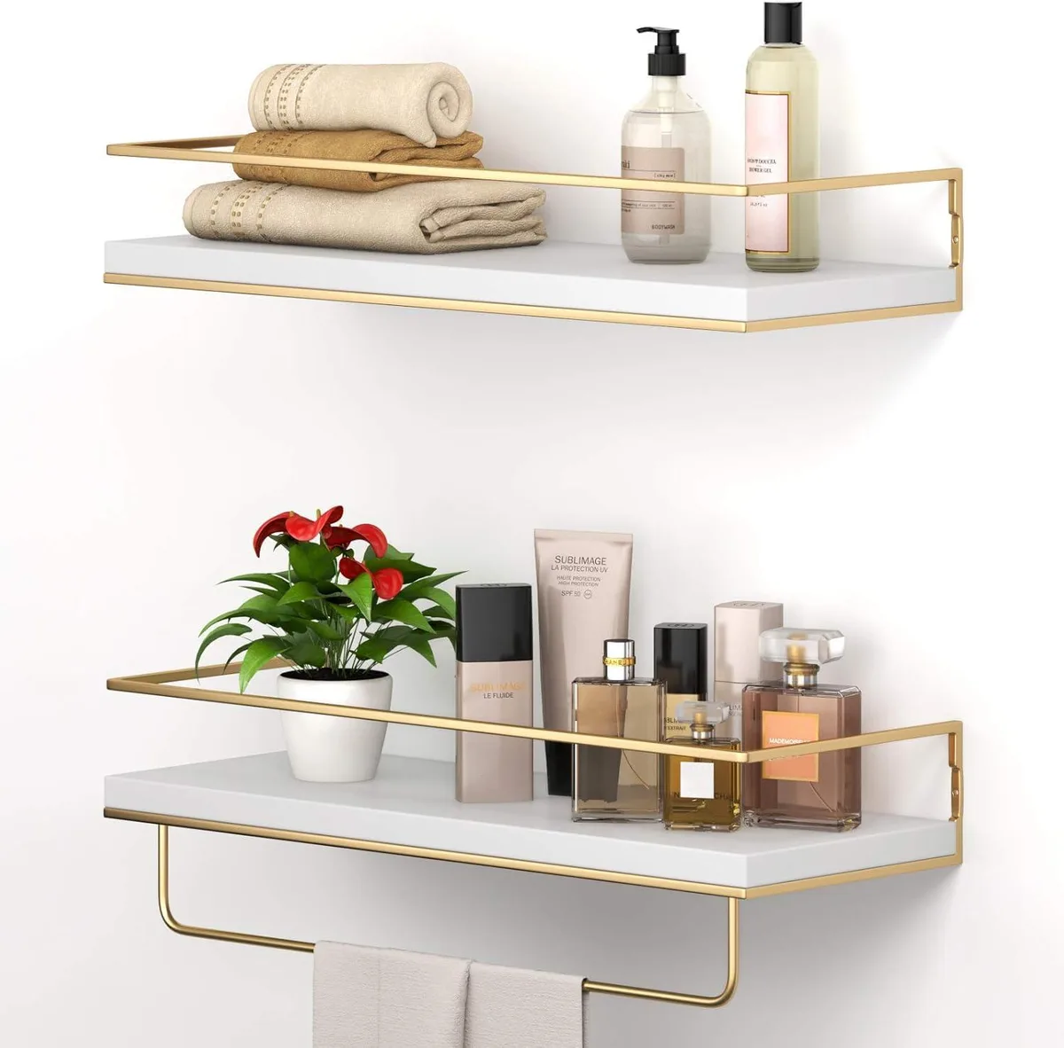  Knape &amp; Vogt 89WH10618 White Gold 15.7 Inch decorative shelving — fotografia produktu
