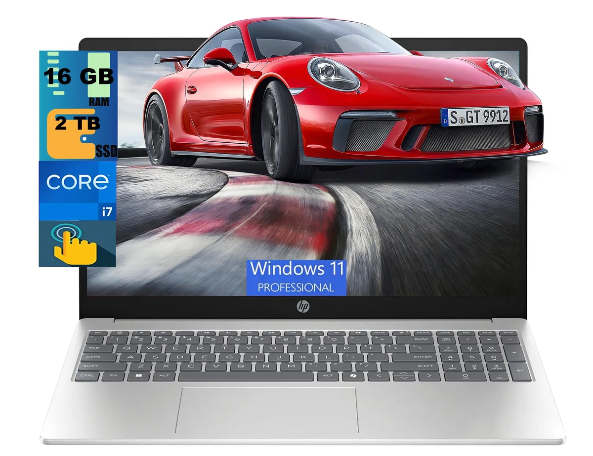 Silver 15.6 inch touchscreen laptop closed flat