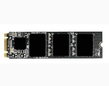 Green rectangular M.2 2280 SSD with black label and gold edge connector