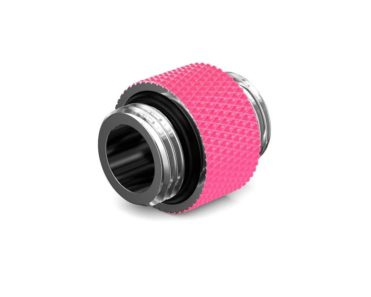 PrimoChill PrimoChill Dual Male G1/4 Straight Coupler SX UV Pink 20mm — product photo