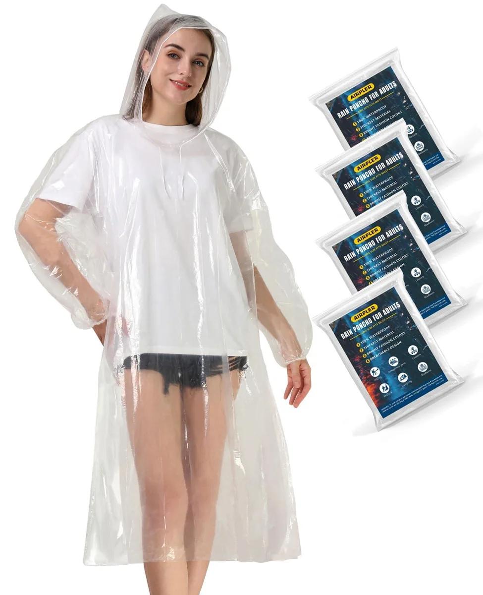 Airpler Airpler0906 4-pack clear rain ponchos men's outerwear — صورة المنتج