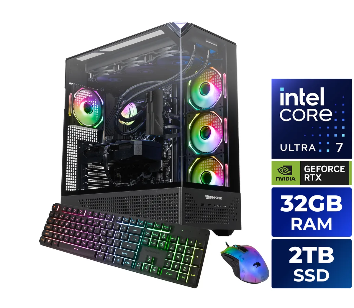 iBUYPOWER iBUYPOWER PB-EPBI7N58-01 gaming PC Ultra 7 270K Plus 32GB DDR5 2TB SSD RTX 5080 16GB — product photo