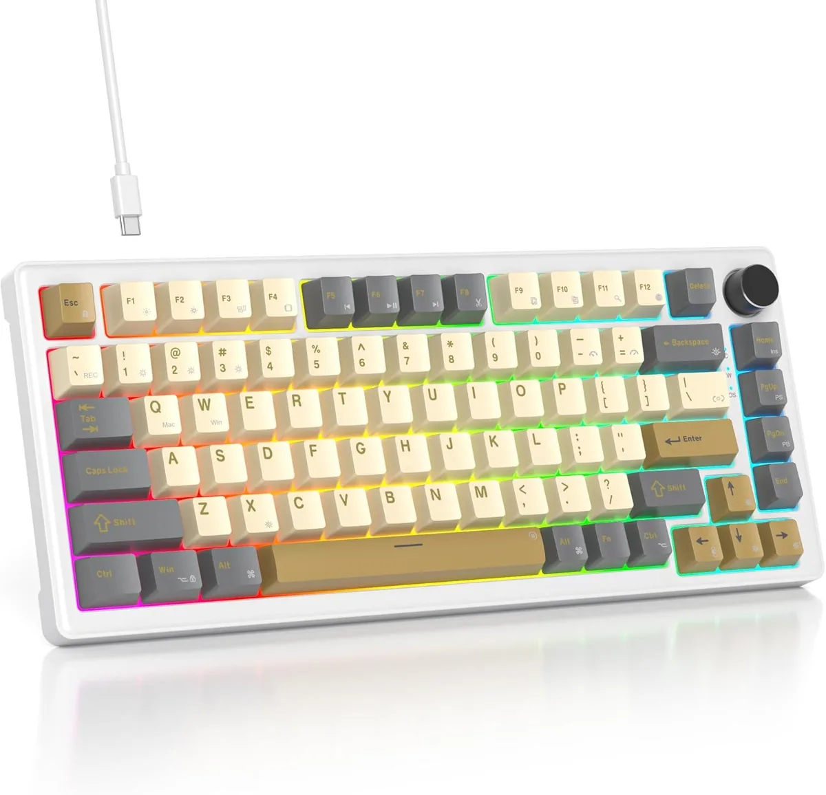 TUKO TUKO V500 75% Gasket Mechanical Gaming Keyboard White Switch — product photo