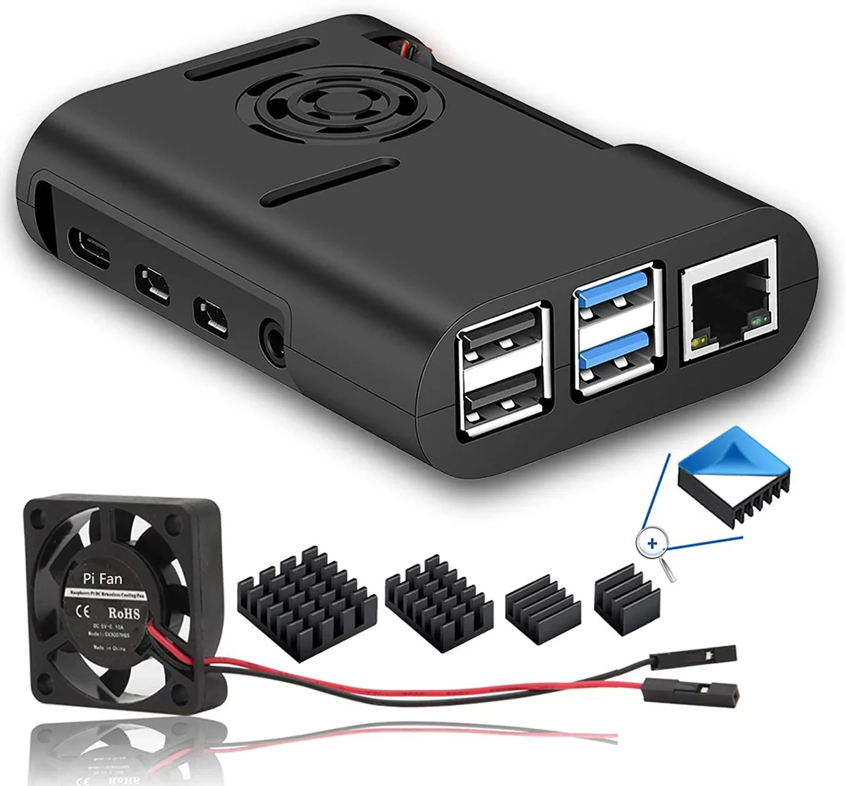 Werleo Werleo Raspberry Pi 4 Model B Case with Fan Heatsink Black — foto produk