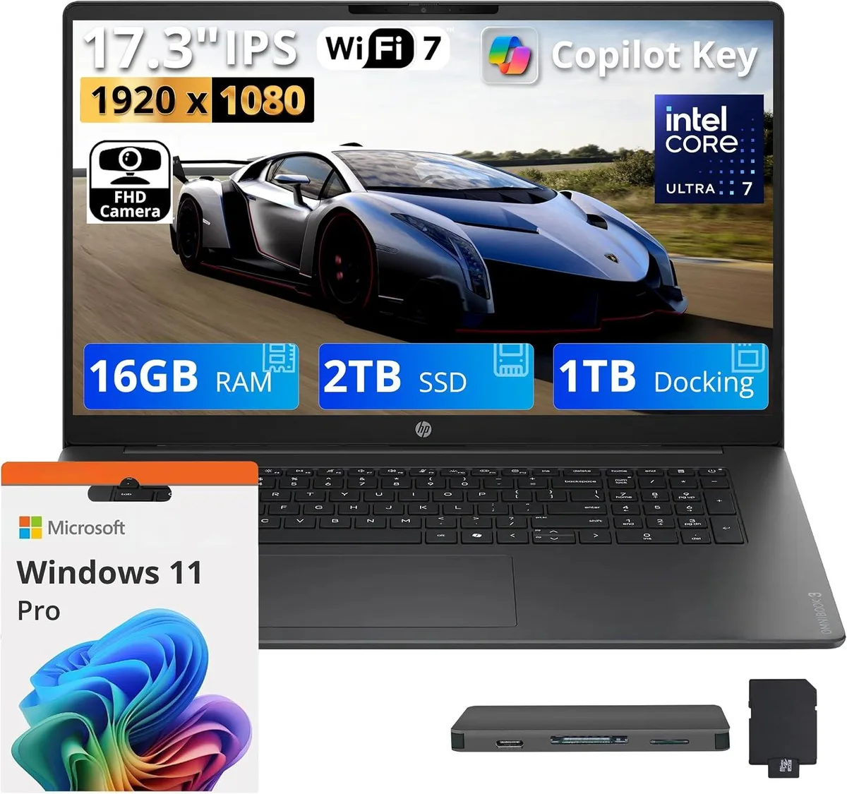 HP HP OmniBook 3 17.3" FHD Intel Core Ultra 7 255U 16GB 3TB Mica Silver — fotografija proizvoda