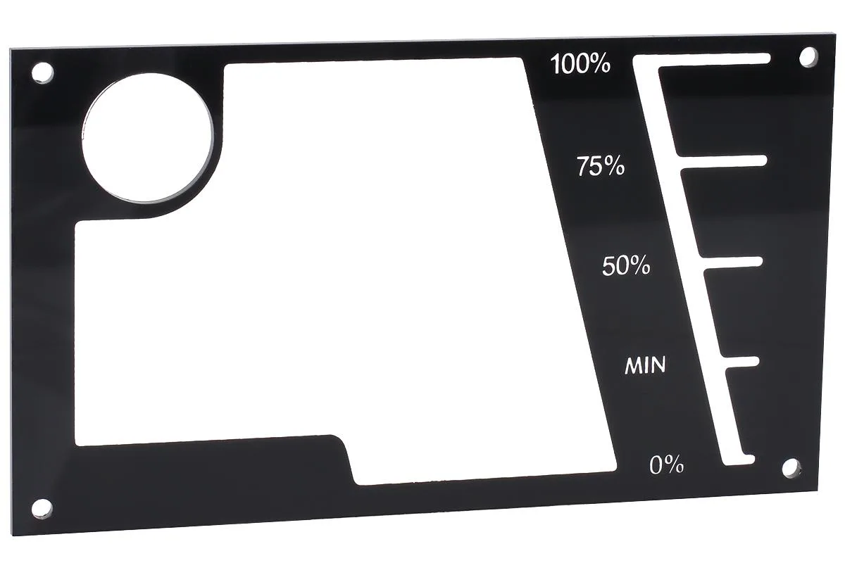 Clear acrylic front panel for dual bay reservoir, rectangular with mounting holes
