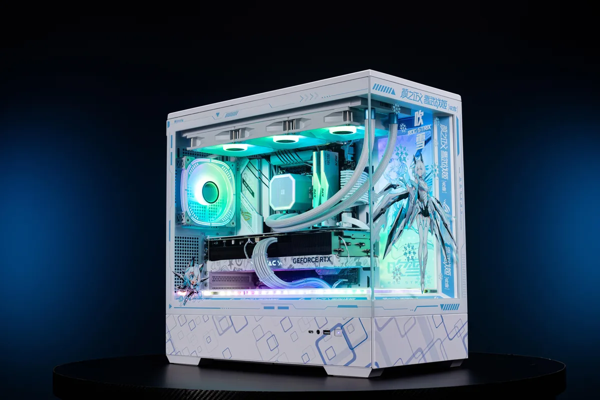 Micro-ATX case with custom UV-printed panels and two illuminated sides