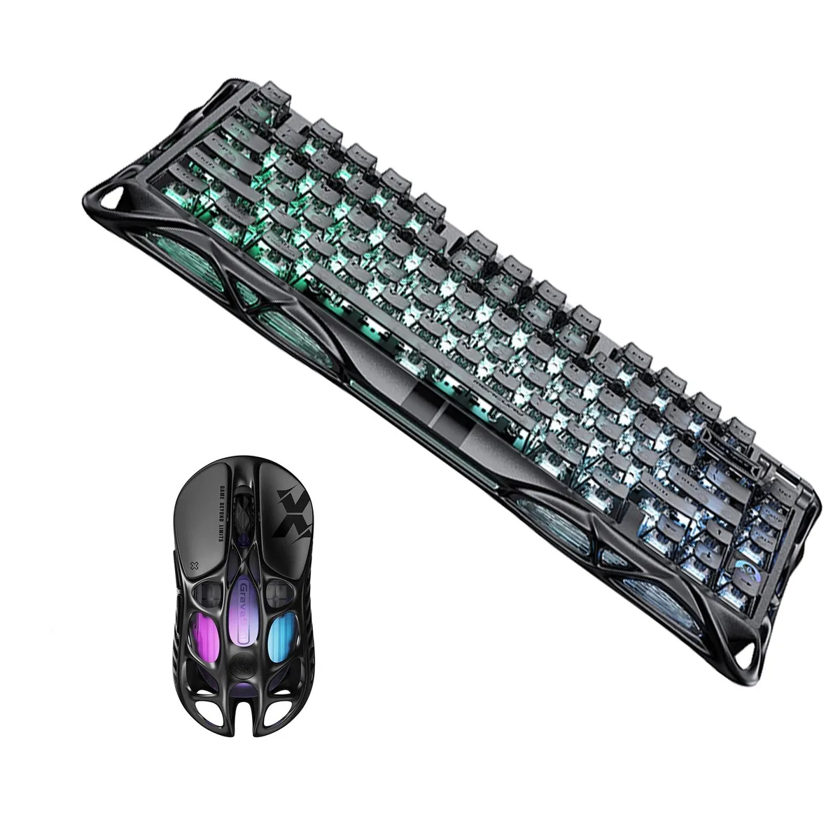 Magnesium alloy hollow skeleton gaming mouse in Galaxy Black finish