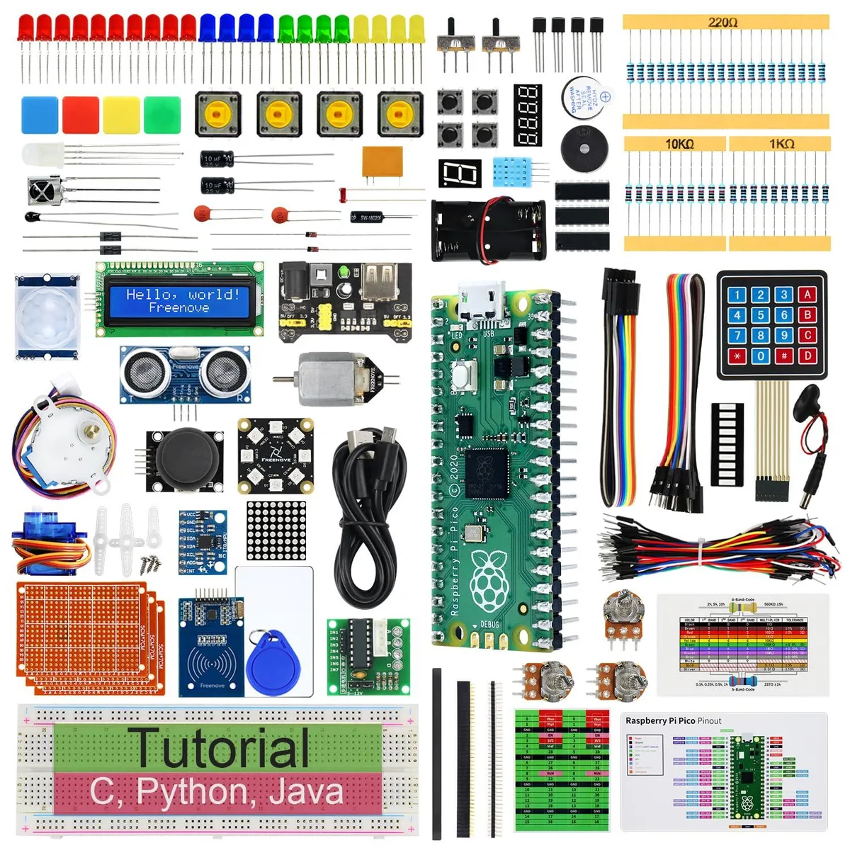 KEHIPI KEHIPI Ultimate Starter Kit for Raspberry Pi Pico (Included) 222 Items 119 Projects 767-Page Tutorial — produktfoto