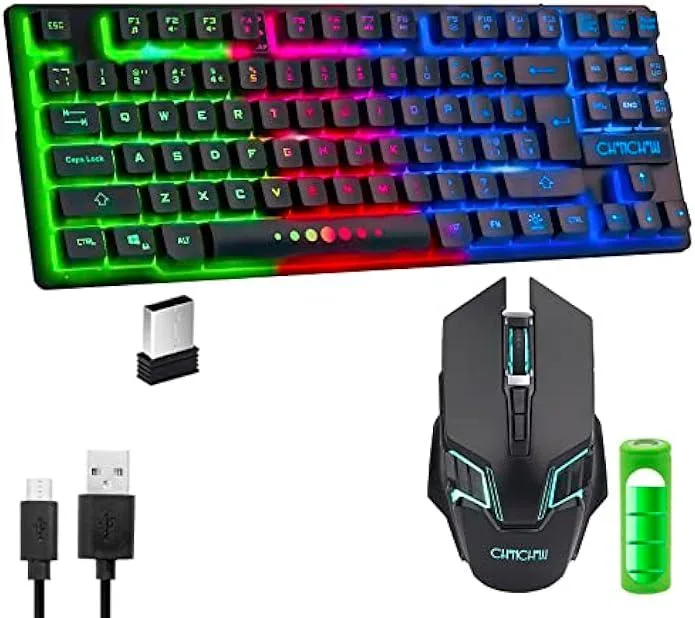TAURKENAM TAURKENAM Wireless TKL Gaming Keyboard & Mouse Combo 87 Keys 6 Button 2.4GHz Rechargeable 2000mAh 500mAh — zdjęcie produktu