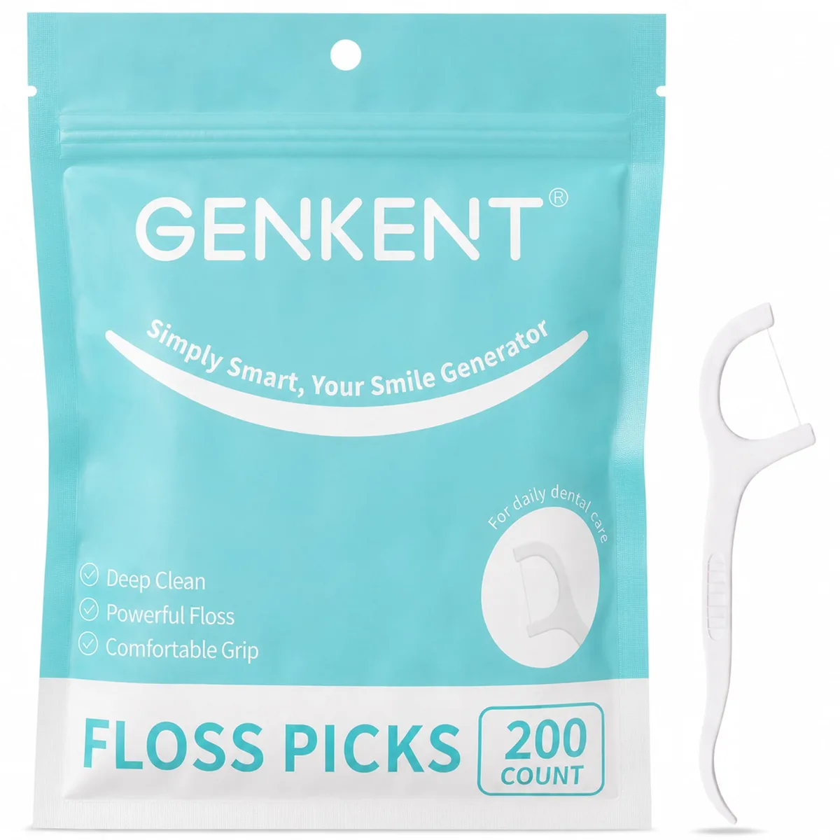  GENKENT A-10169-0XX Floss Picks 200 Count Oral Care — 제품 사진