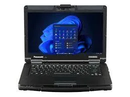 Black rugged laptop with 14 inch touchscreen display