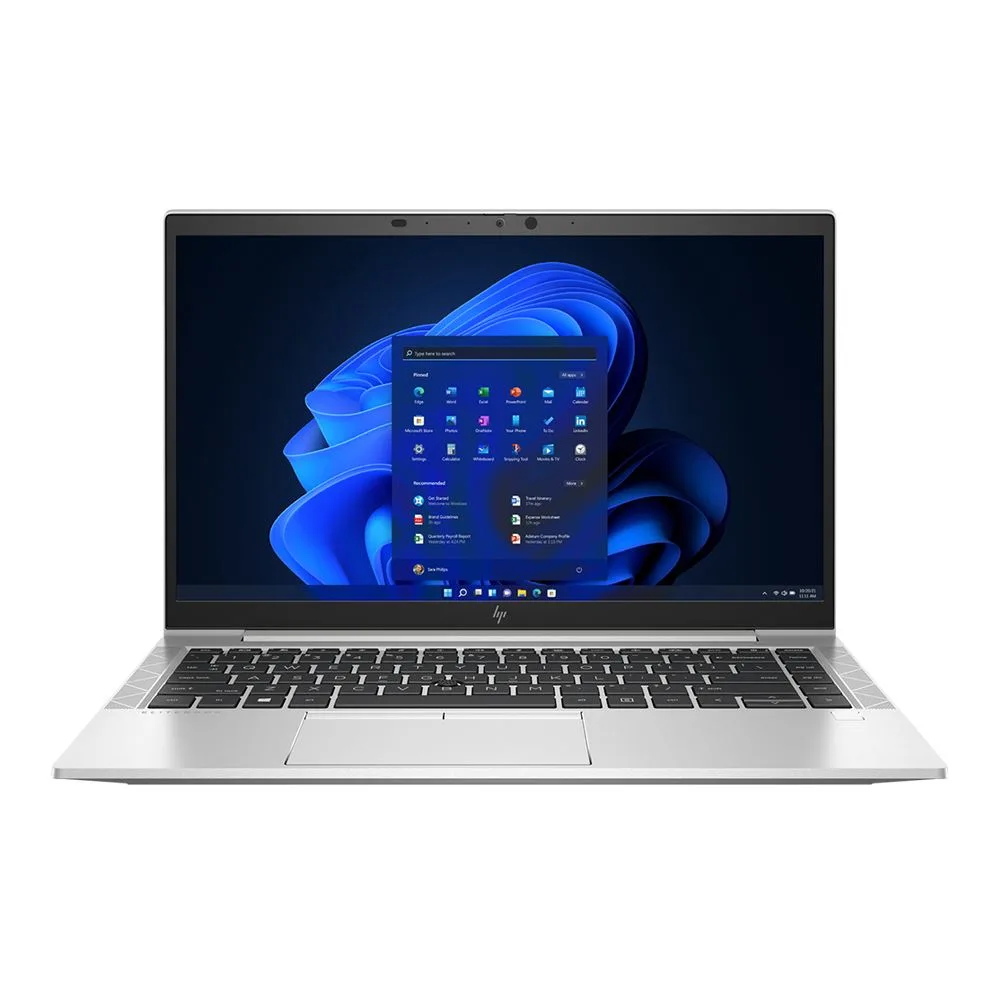 Silver HP EliteBook 845 G8 laptop closed showing 14.0 inch display and slim profile