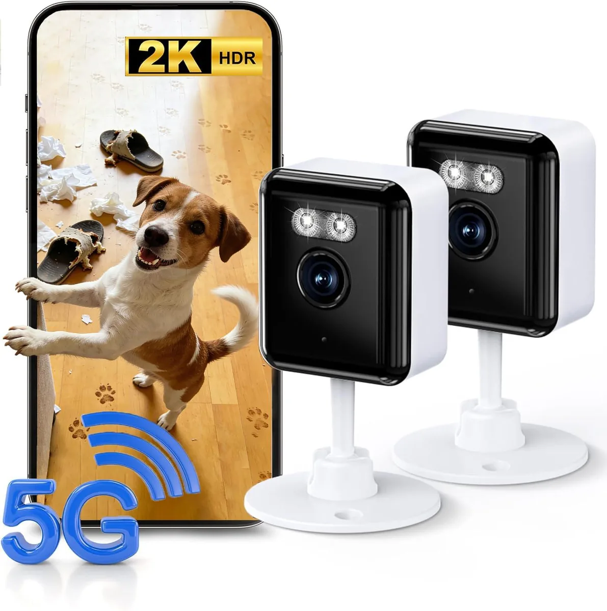  Clover 1012 2K Indoor Security Camera 2-Pack Dual-Band 2.4GHz WiFi — produkto nuotrauka
