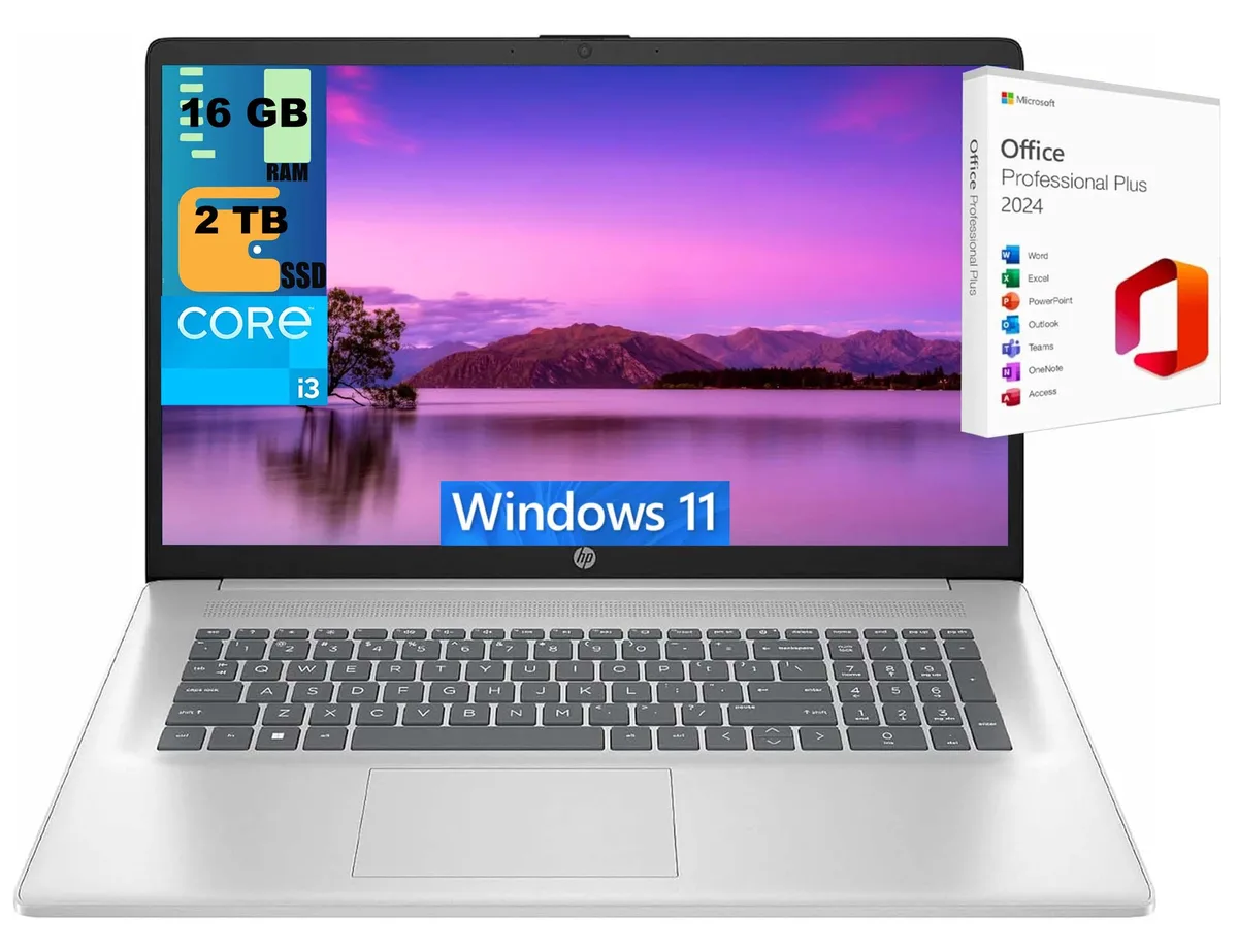 HP HP 17 Laptop Intel Core i3-N305 17.3" HD+ 16GB 512GB Silver — product photo