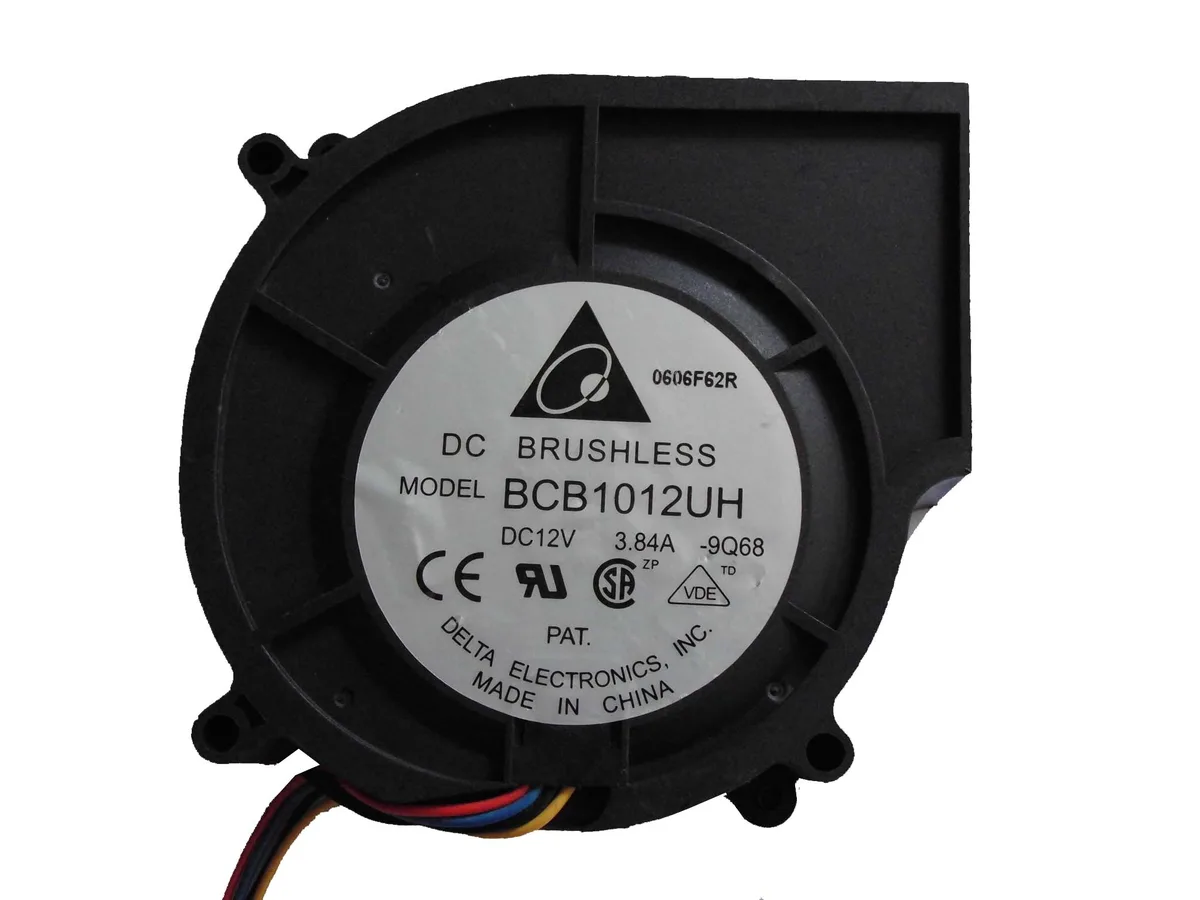 Black 97mm square turbo cooling fan with 4-wire connector