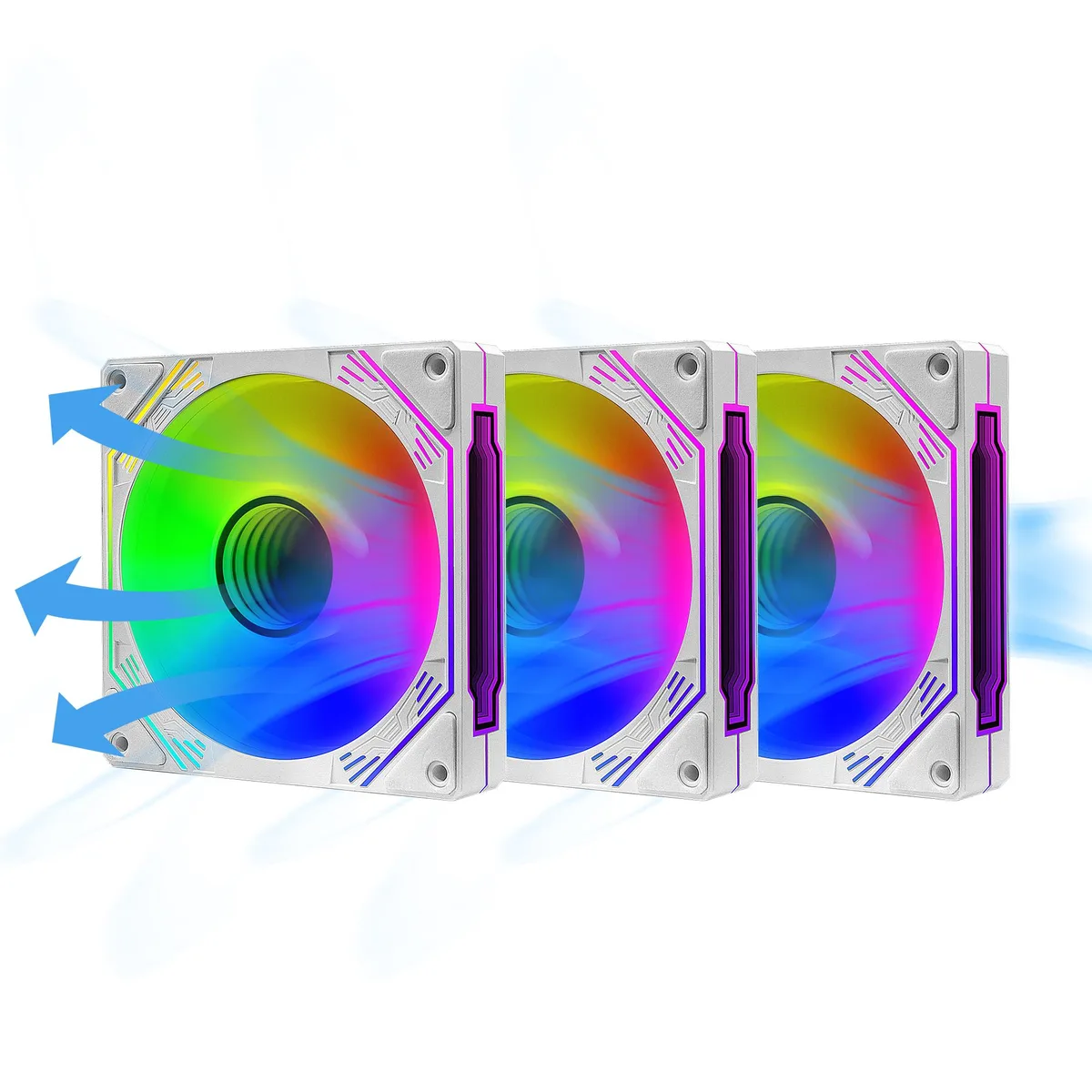 PANO-MOUNTS PANO-MOUNTS 120mm Reverse Airflow ARGB Infinity Mirror White 3-Pack case fan — תמונת המוצר