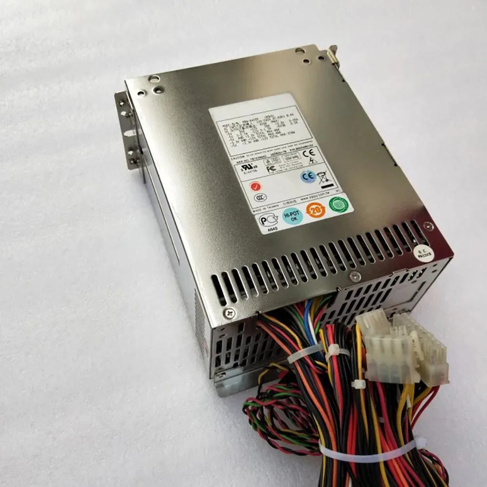 Silver metal server power supply cage with two modular units installed