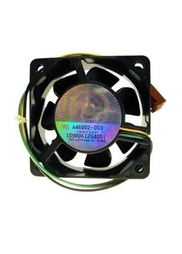 Square aluminium heatsink with black 60mm fan and three-pin cable